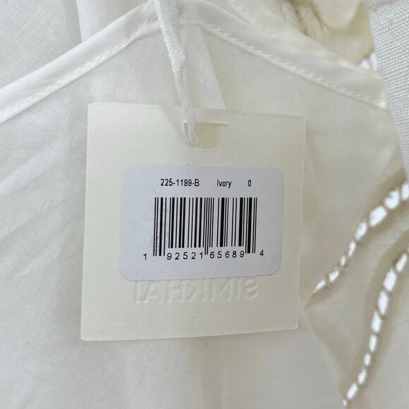 SIMKHAI | Morrigan Linen Mini Dress in Ivory White Lace Fit and Flare 0 - Picture 5 of 16